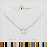 Center Court Layers Necklace Silver Open Circle LAY505S