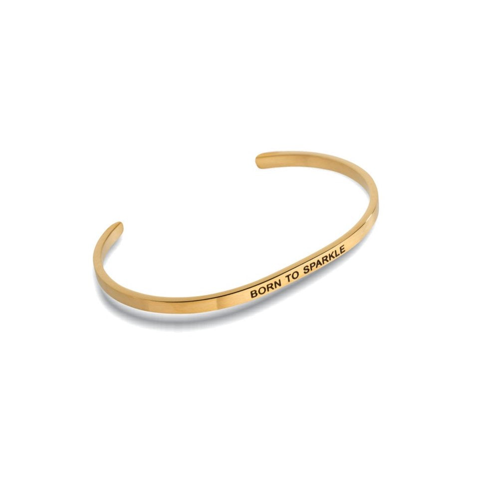 Embracelet- Born to Sparkle Gold Stainless Steel Cuff