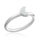 DaVinci Stackable Silver Crystal Crescent Moon Ring STK57