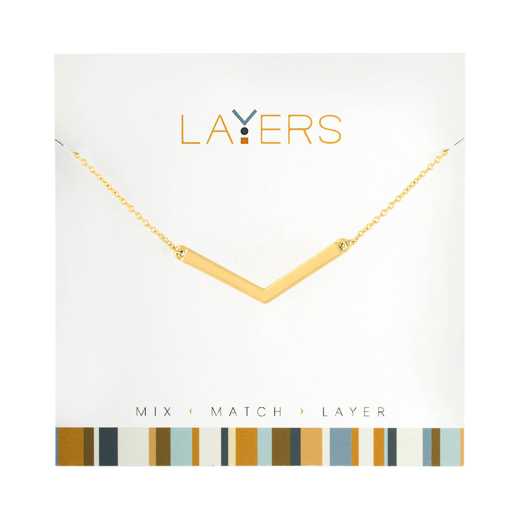 Center Court Layers Necklace Gold Wide V LAY07G