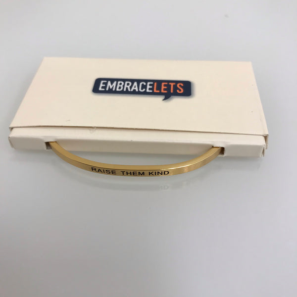 Embracelets "Raise Them Kind" Gold Stainless Steel Stackable Layered Bracelet 