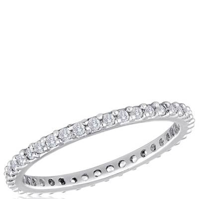 DaVinci Stackable Round Crystal Band Silver Ring STK21