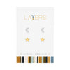 Center Court Layers Earring Gold Stars & Silver Moons Studs LAYEAR60G