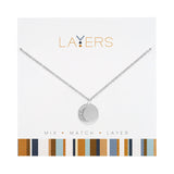 Center Court Layers Necklace Silver Disc w/ Crystal Moon LAY587S