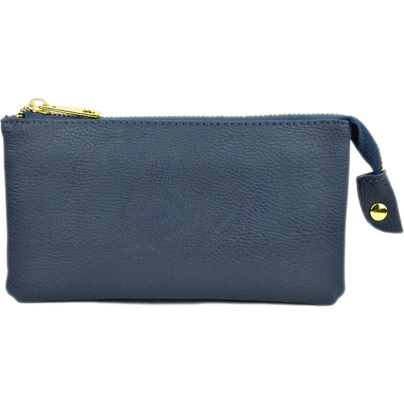 Brittney Wristlet Clutch Navy Vegan Leather Handbags – Accessories