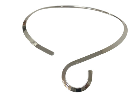 Choker - Silver Braided U-Neck Choker Necklace. JN7607S
