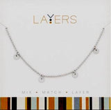 Center Court Layers Necklace Silver Circle Discs LAY501S