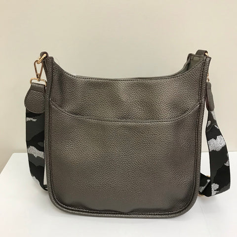 Messenger Handbag Large Lt Gray Crossbody Vegan Leather