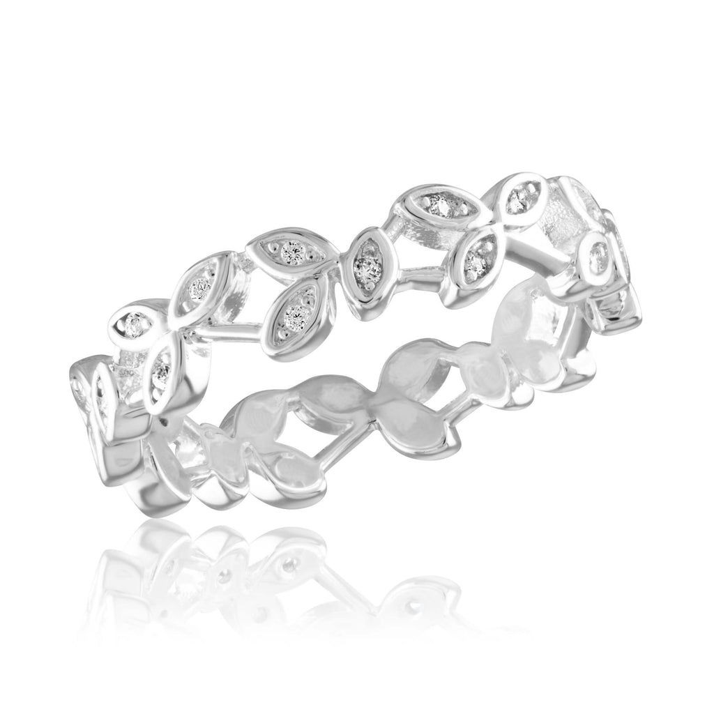 Davinci Ring - Stackable Diamond Vine Infinity Silver Stack Ring STK50