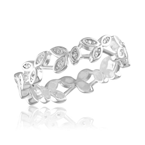 DaVinci Ring Stackable Silver Oval Crystal Ring STK22-4