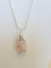 Sterling Silver Wrapped Pendant - Rectangle Light Pink Rose Quartz
