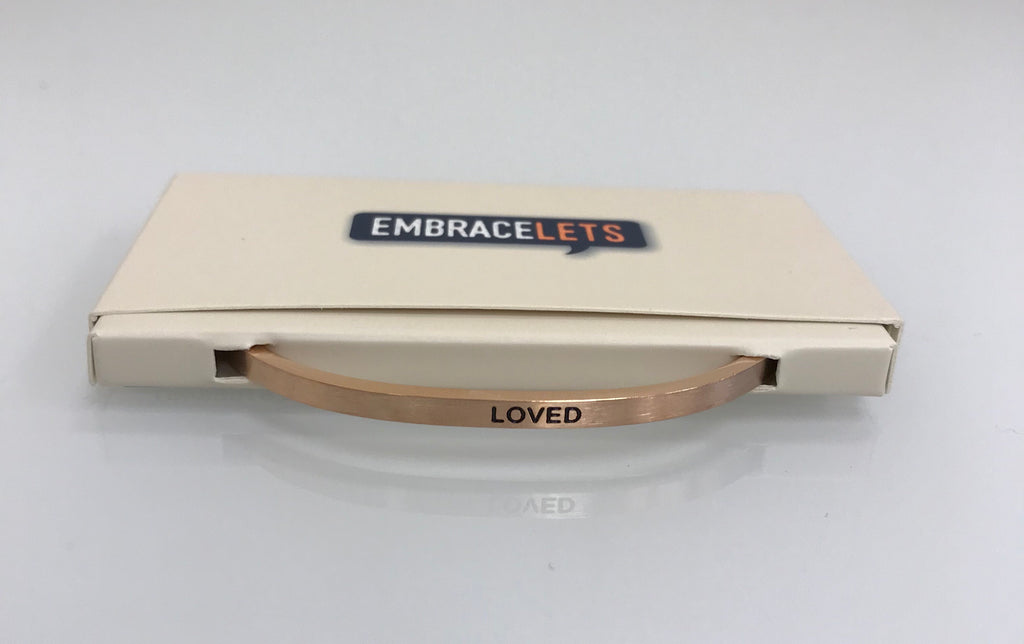Embracelets - "Loved" Rose Gold Stainless Steel Stackable Layered Bracelet - Accessories Boutique 
