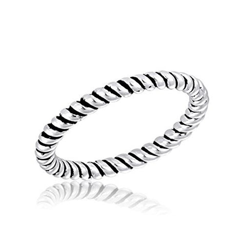 DaVinci Ring Stackable Silver Round Stone Ring STK14-4