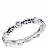 DaVinci Ring - Stackable Round Crystal Silver Ring STK12-4