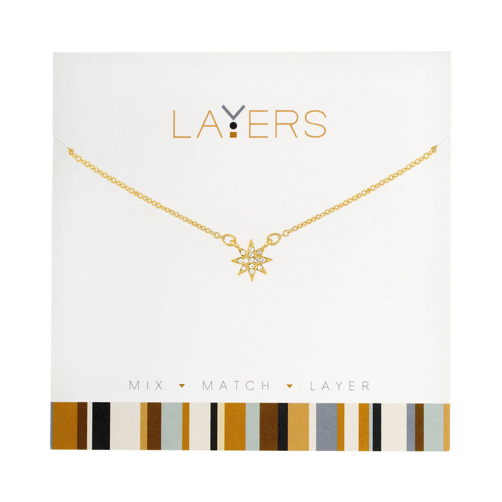 Center Court Layers Necklace Gold Crystal Star LAY47G