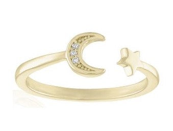 DaVinci Layers Stackable Gold Plated Crystal  Moon Star Ring Lay45G