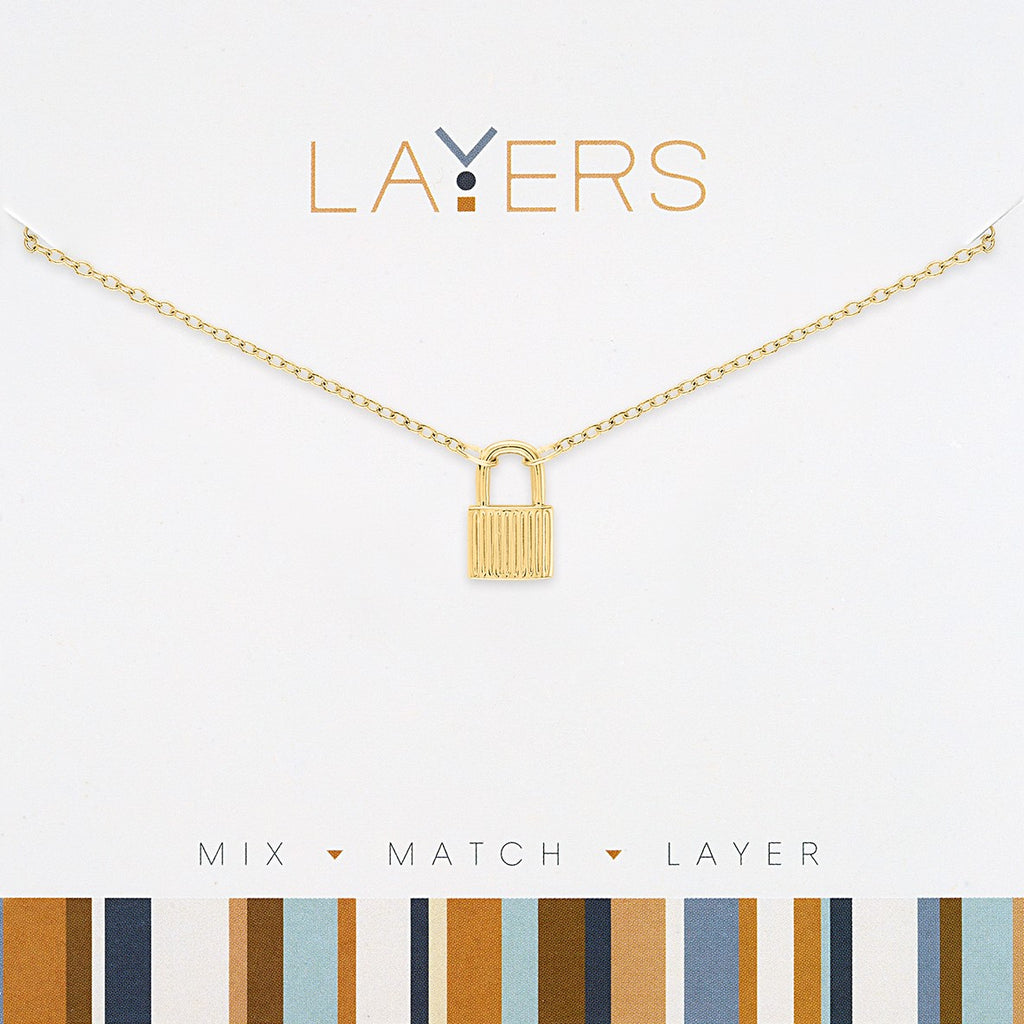 Center Court Layers Necklace Gold Lock LAY145G