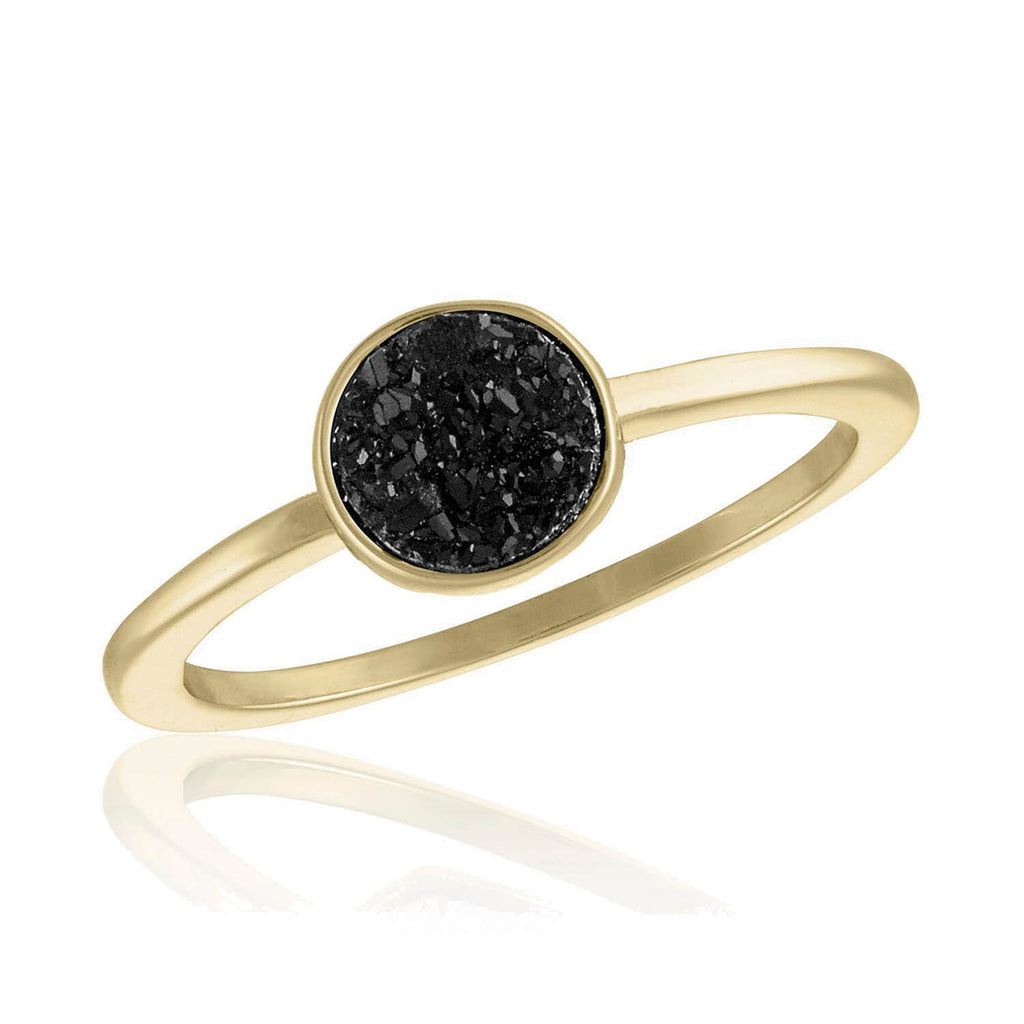 DaVinci Ring - Layers Stackable Black Circle Crystal Gold Ring Lay29