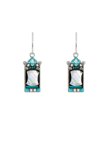 Firefly Architectural Medium Rectangle Earrings Ice Blue 7876-ICE
