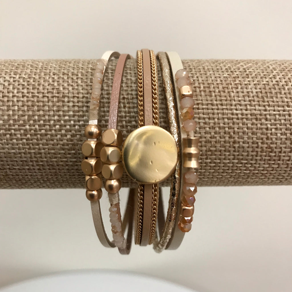 Bracelet Tan Magnetic Clasp  With Gold Detail Accessories Boutique 
