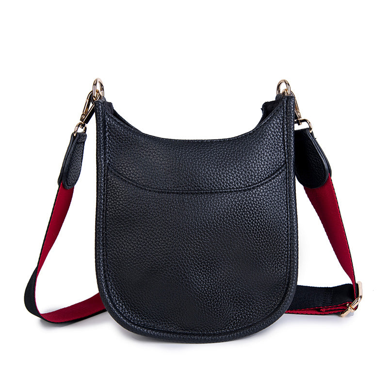 Messenger Handbag Large Black Crossbody Vegan Leather