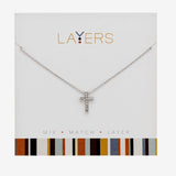 Center Court Layers Necklace Silver Crystal Cross LAY515