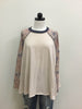 Easel Top Cream Blue Floral Long Sleeve