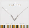 Center Court Layers Necklace Silver V with crystals LAY503S