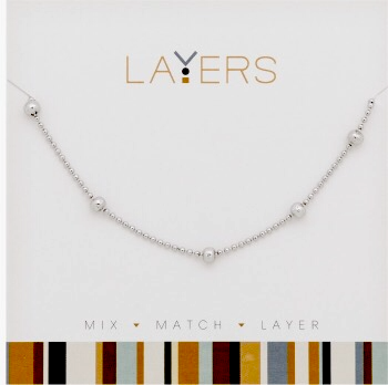 Center Court Layers Necklace Silver Beads LAY525S
