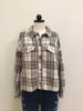 She and Sky Jacket Cream Brown Plaid Long Sleeve