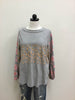 Easel Top Gray Pink Floral Long Sleeves 
