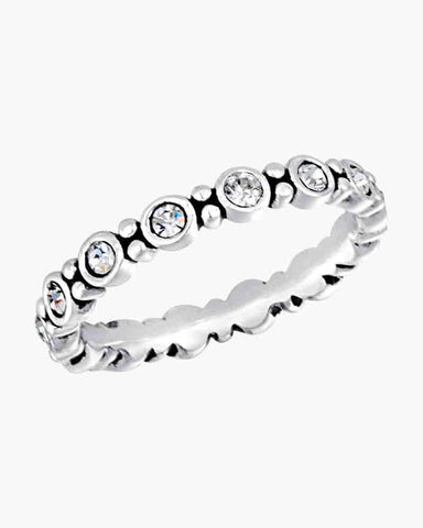 DaVinci Ring Stackable Silver Textured Solid Band STK2