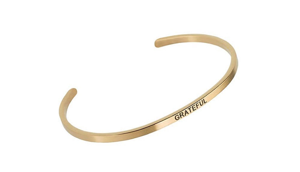 Embracelets - "Grateful" Gold Stainless Steel, Stackable, Layered Bracelet - Accessories Boutique 